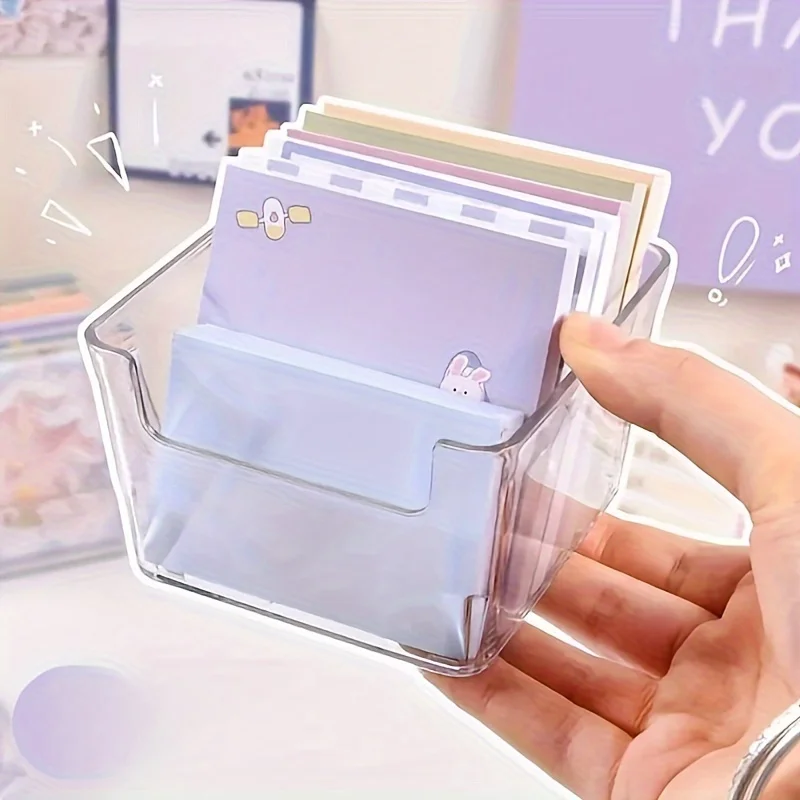 Clear Sticky Note Holder, Acrylic Memo Stand Organizer, Waterproof Desktop Storage for Office/Home (Minimalist Design)