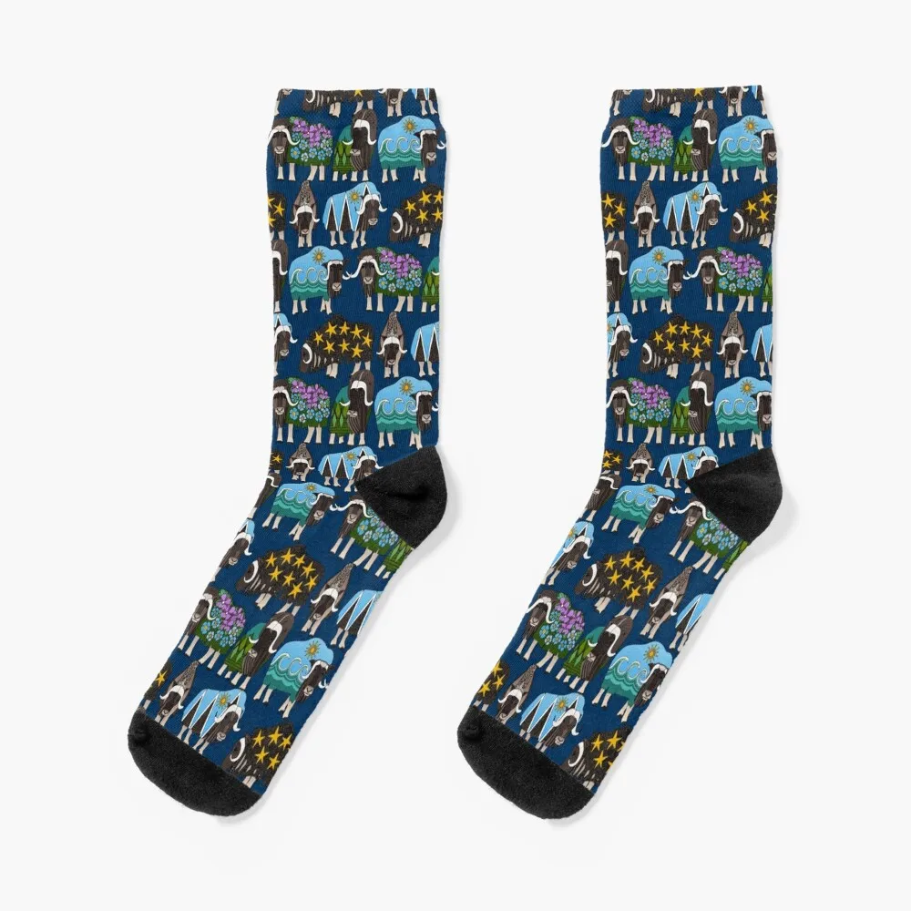 

Alaskan musk ox blue Socks Christmas tennis Socks Men's Women's