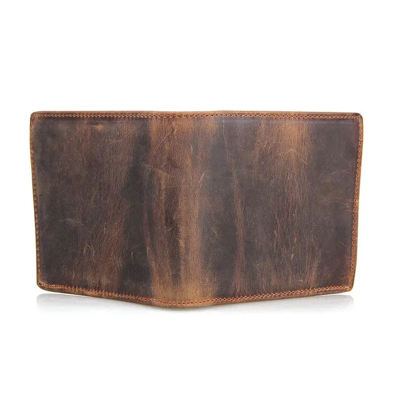 Vintage Crazy Horse Leather Wallet Men's Short Genuine Leather Wallet