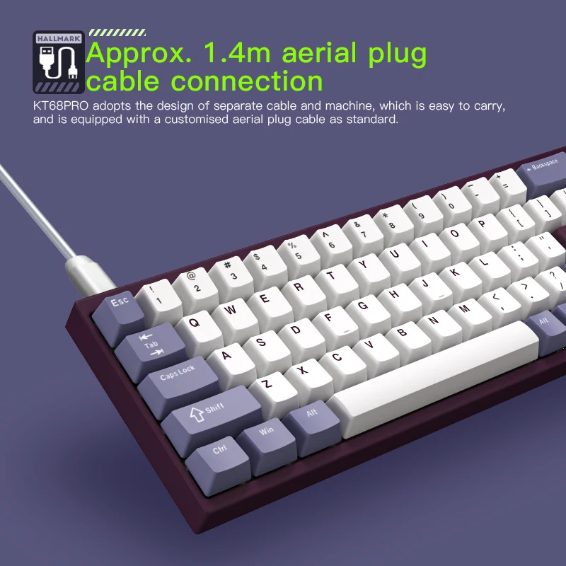 Darmoshark KT68 Pro Gaming Mechanical Keyboard Wired Hot Swap 68