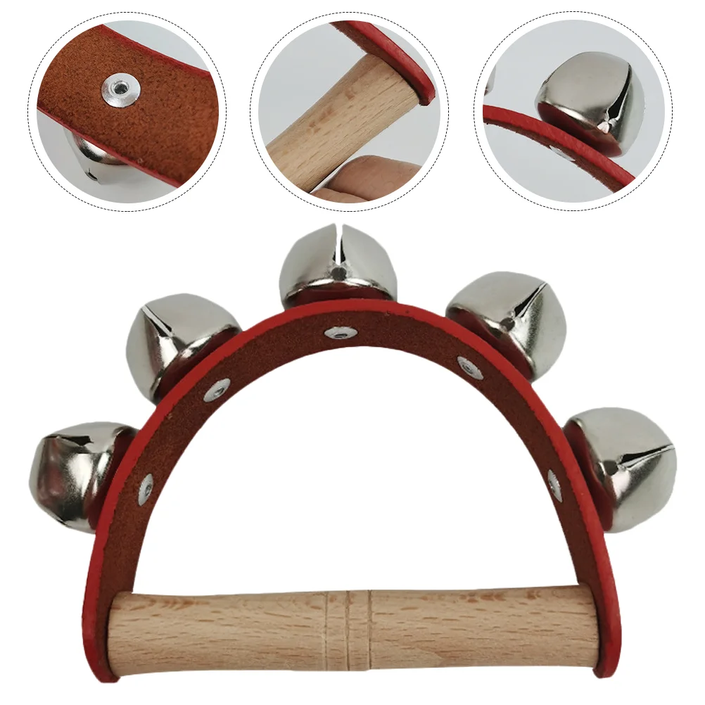 3 Pcs Half Round Handbell Wooden Metal Party Music Toys Lightweight Kids Tambourine Colorful Cheering Props Birthday Festivals
