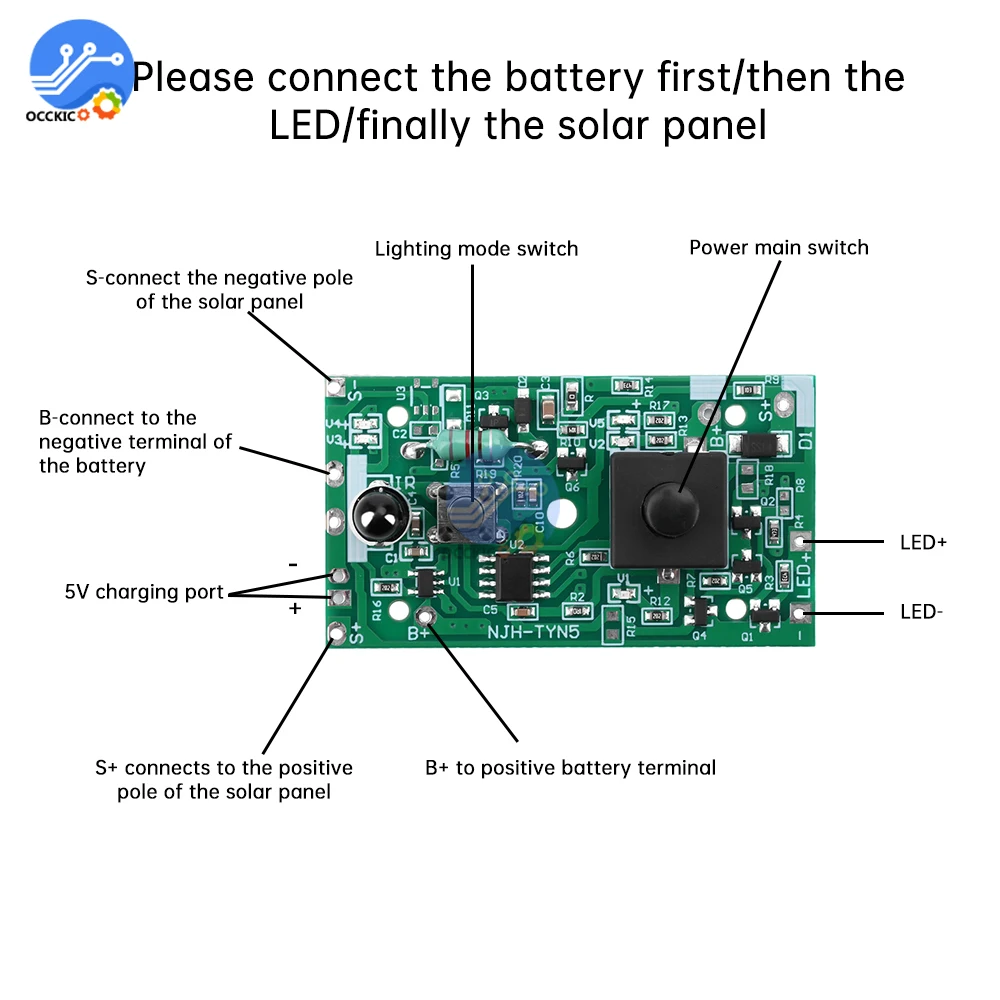 3.7V to 24V 31V Solar String Light Controller Circuit Switch Module DIY Kits Solar Light String Lanyard Board Controller Kit