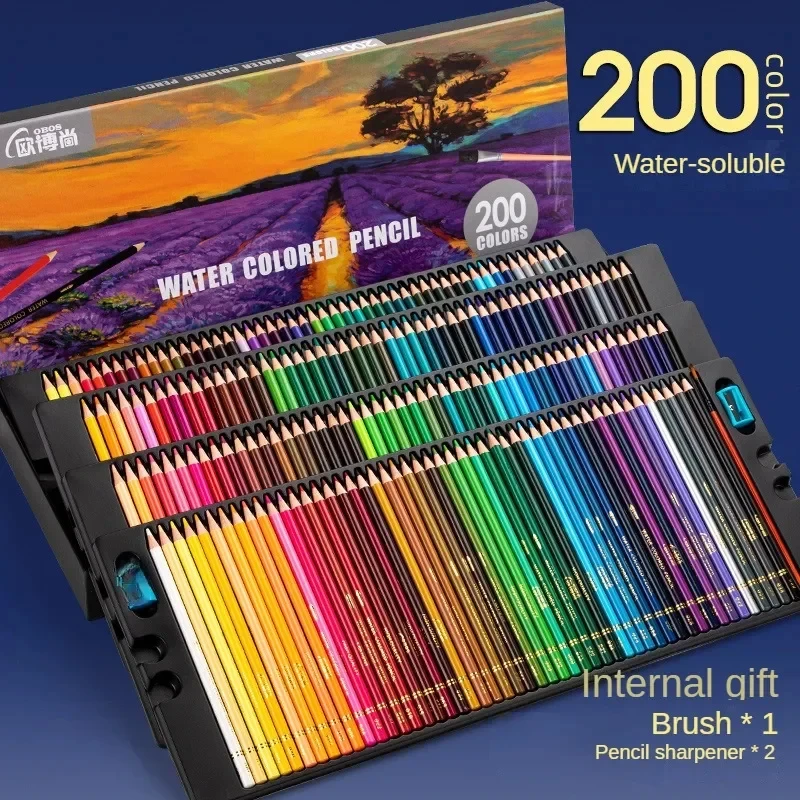 24 Color Water-Soluble Lead HB Brush Set, Professional Watercolor Pencils  Set