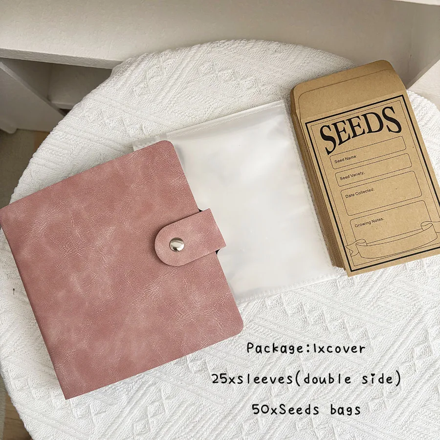 Enhanced Product Title: Luxury PU Leather Seed Storage Binder with 50 Pockets - Premium Loose Leaf Organizer