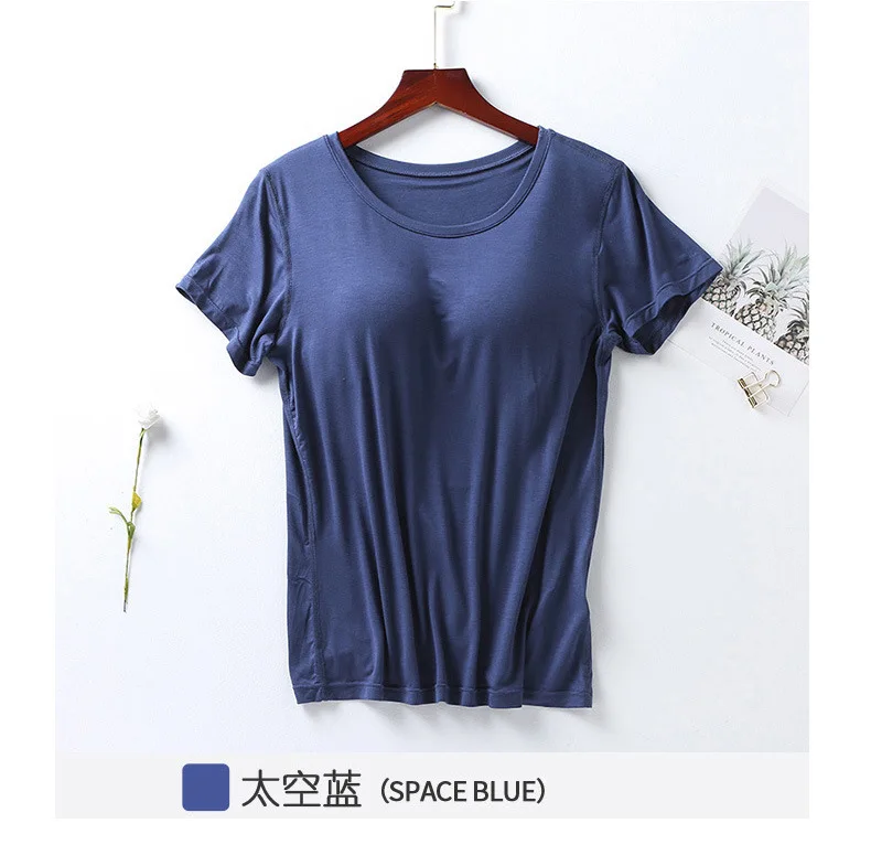 M-4XL Modal Comfortable Sleep Shirts For Women Short Sleeve One Piece Pajamas Tops Chest Pad Summer Nightwear Home T-shirt