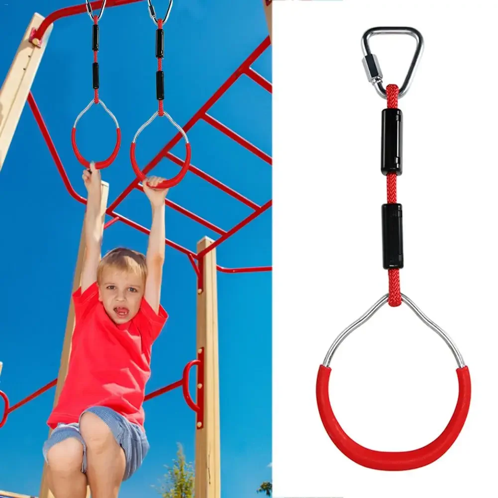 Heavy Duty Children Trapeze Bar Kids Pull Up Gym Rings Colorful Backyard Outdoor Warrior Obstacle Course Slackline Kit gymnastic rings gymnastics bar