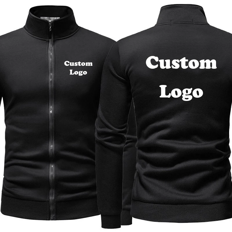 Custom Logo Men Hoodies Zipper Brand Jackets Solid Color Cardigan Long Sleeve Spring Autumn Male Coat Dropshipping Wholesale