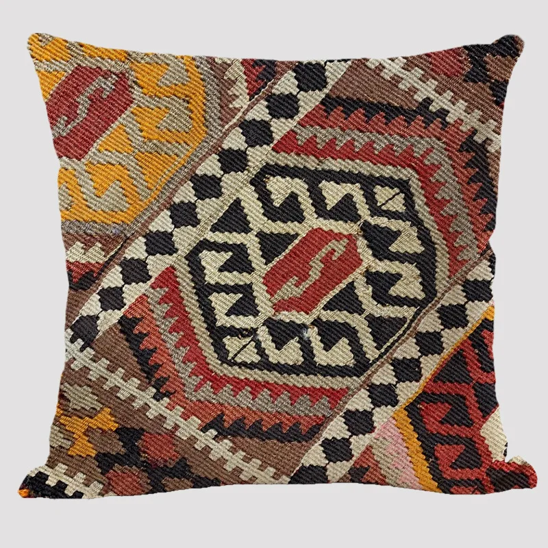 Bohemian Patterns Linen Cushions Case Multicolors Abstract Ethnic Geometry Print Decorative Pillows Case Living Room Sofa Pillow 