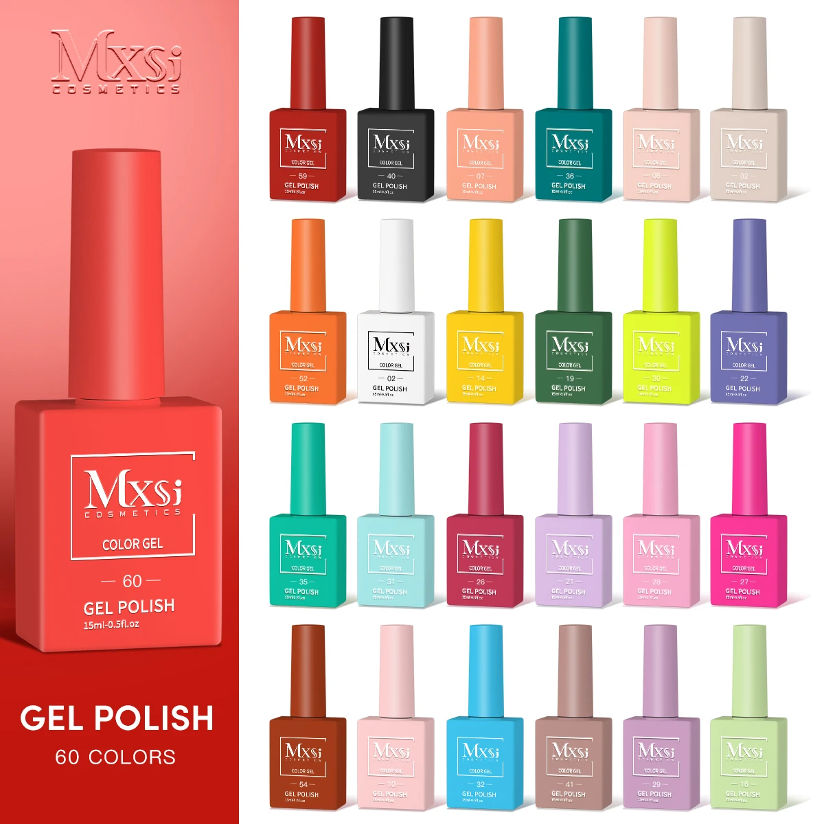 Mxsi 12Pcs/Set 15ml Sparkly Red Pink Gel Nail Polish Glitter Semi Permanent Nail Art LED UV Gel Varnish Nail Supplies 6