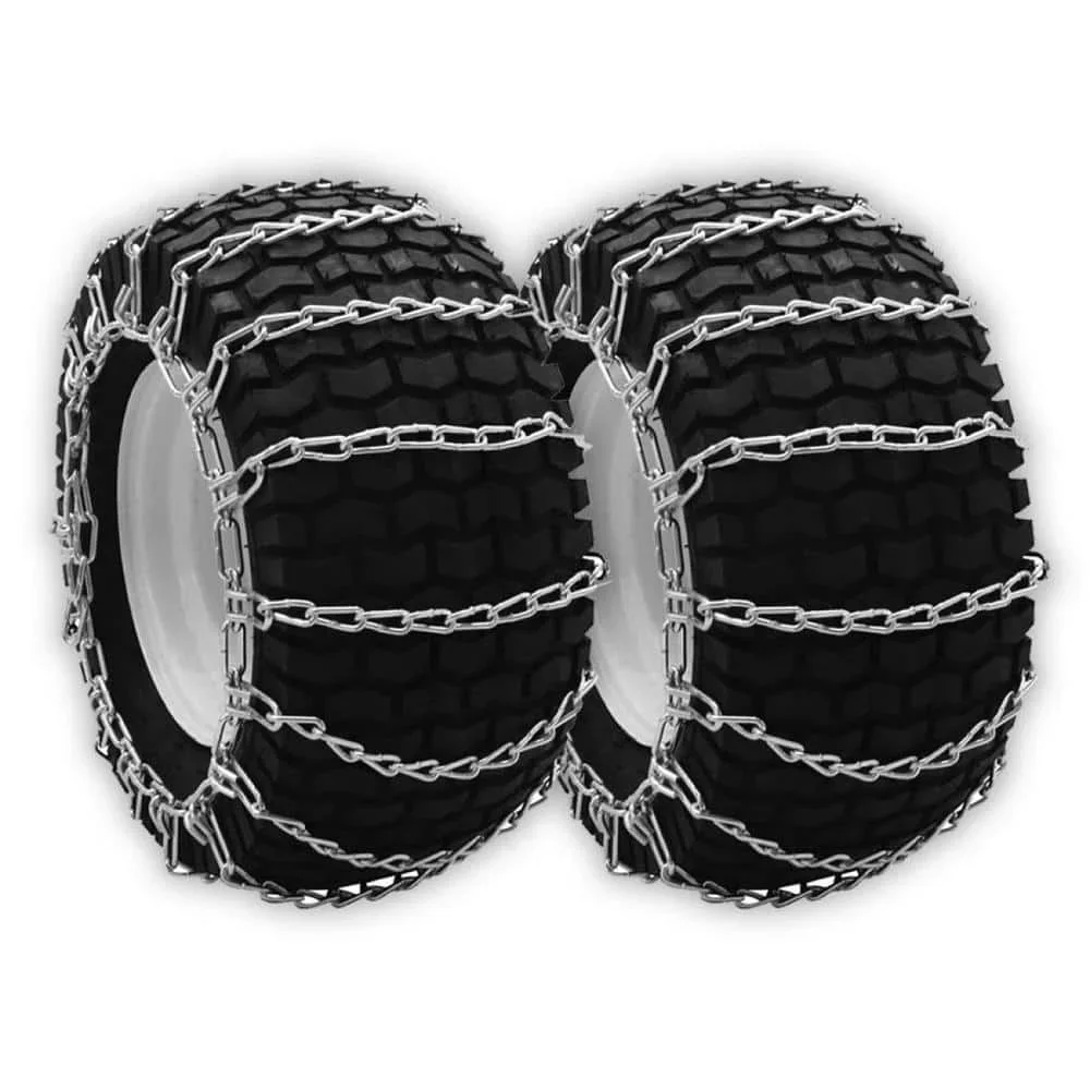 US 4.00x4.80x8, 4.00/4.80x8 in. 2-Link Tire Chains, Replace Peerless 1061556, Zinc Plated Chains, Set of 2