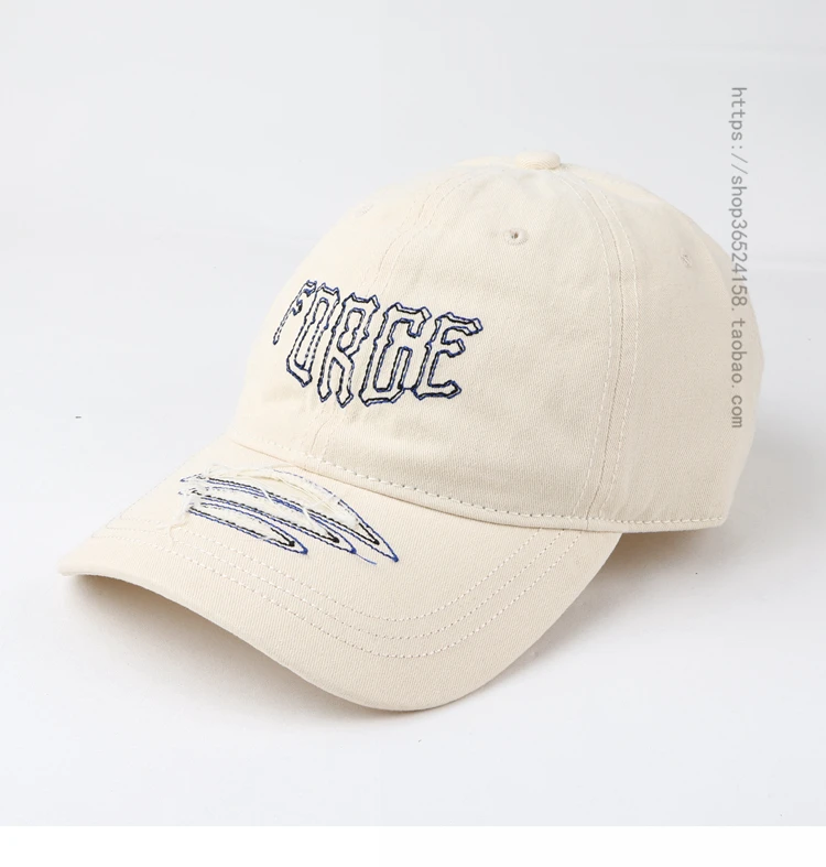 

Ripped Embroidered Baseball Cap for Women Spring and Autumn Korean Street Hip Hop Face-Looking Small Peaked Cap for Men