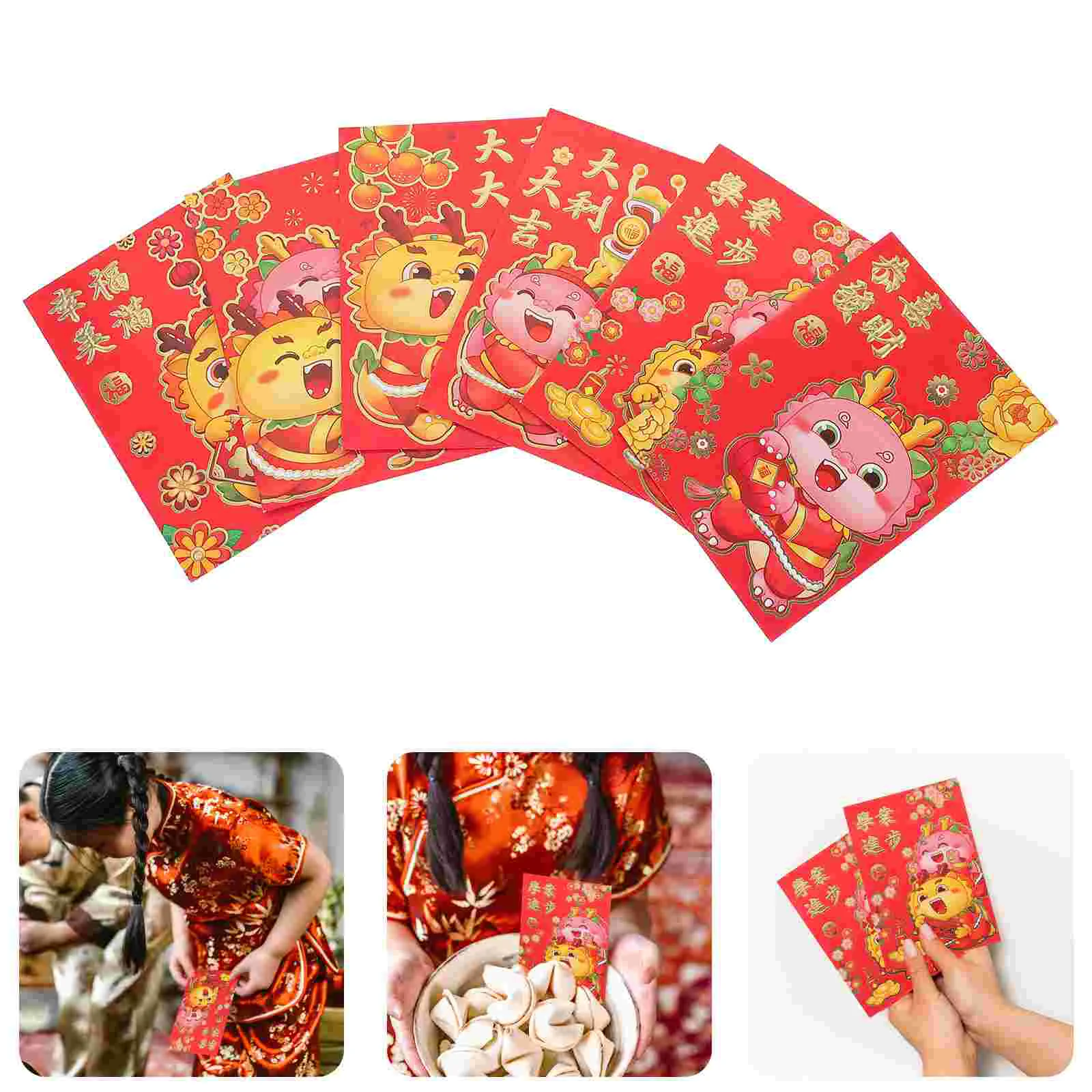 

2024 Year of The Dragon Cartoon The Gift Envelope New Lucky Packet Money Bag Zodiac Spring Festival Gift Paper