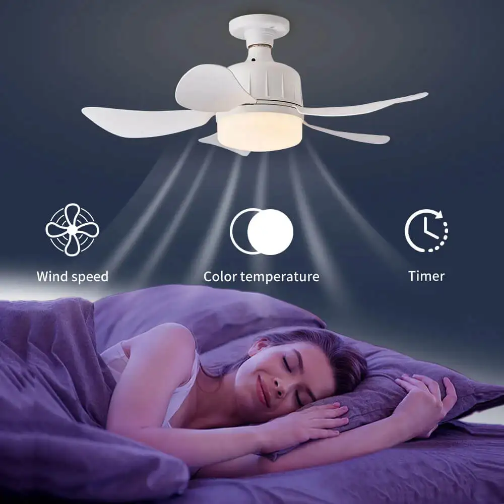 LED Ceiling Fan 17.7in Small Ceiling Fan with 3-Speeds Wireless Fans Lighting For Bedroom and Small Rooms