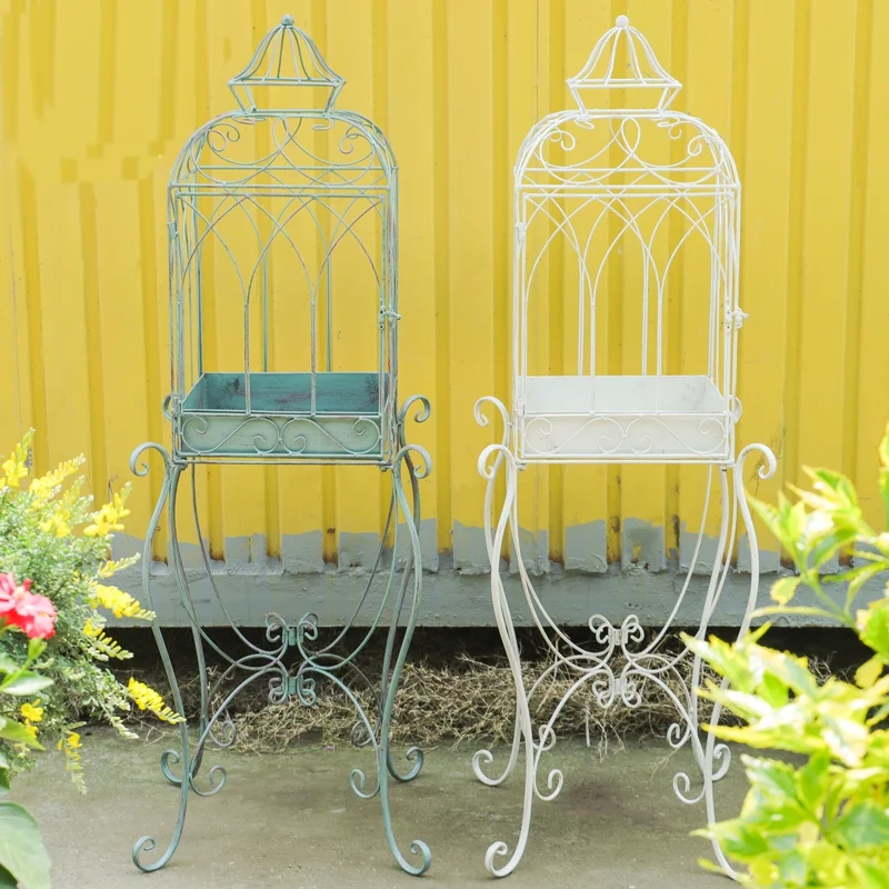 Metal Plant Stand Vintage Style Decorative Bird Cage Flower Stand Indoor Outdoor Iron Birdcage for Floral