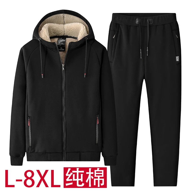 2023 Winter Thicken Hoodie Pants Fashion Sportwear Set Lamb Cashmere Hooded Clothes 2PCS Set Hoodie and Pants Men Hoodies Male