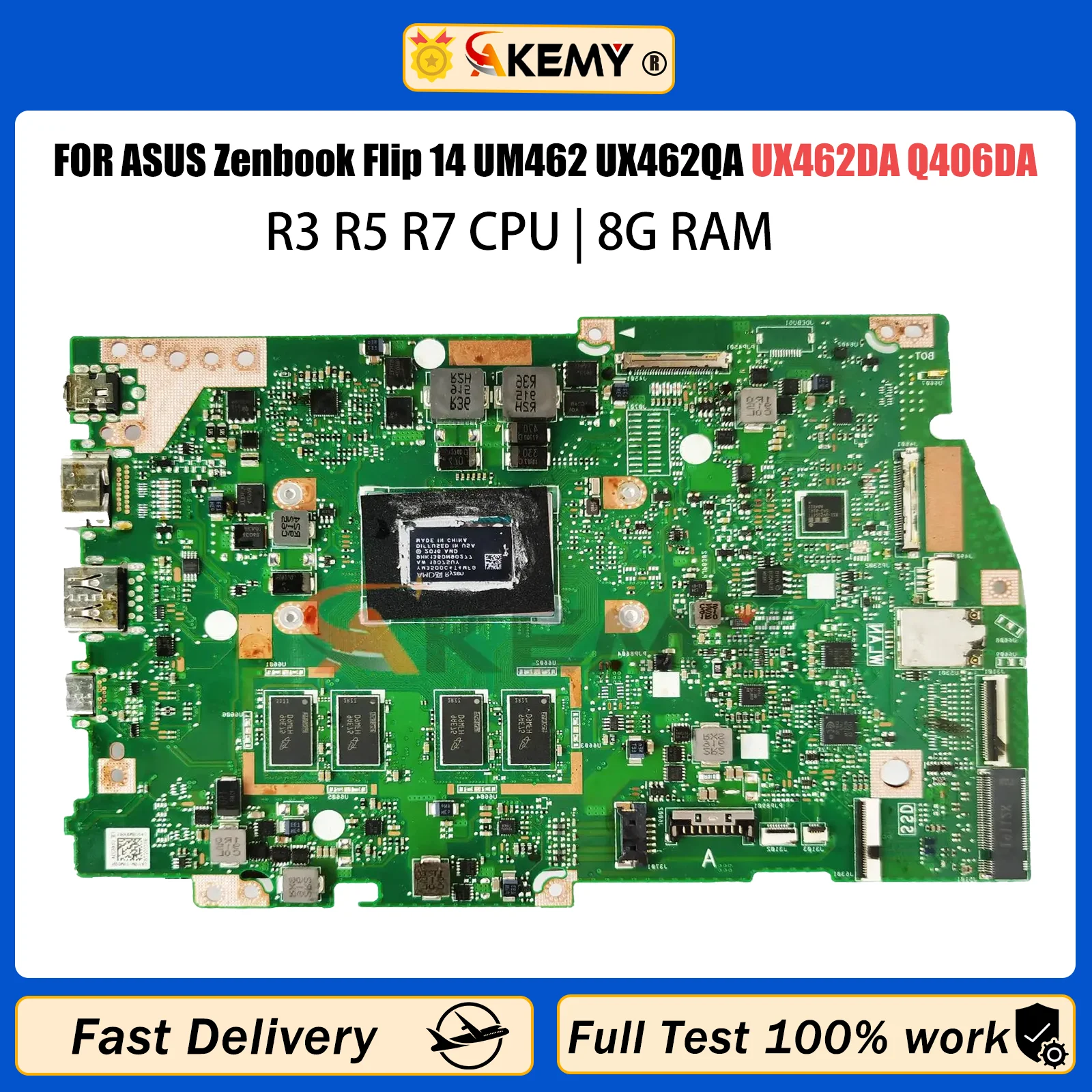 Материнская плата для ноутбука AKEMY UX462DA Материнская плата ASUS Zenbook Flip 14 UM462 UX462QA UX462DA Q406DA с R5-3500U 8 ГБ/RAM