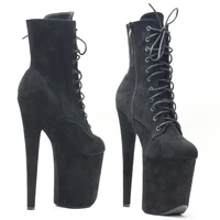 8"Heel 4"Platform Extreme Pole Dance Lace-Up FlannelAnkle Boots In Stock Three Colors Fast Shipping Size36-43 - Image 3