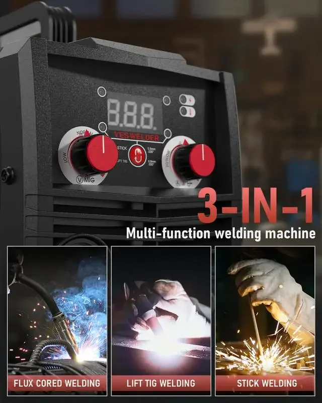 YESWELDER 135Amp 110V Gasless MlG Welder,FLUX-135MINI Flux Core MlG/Lift TlG/Stick 3-in-1MlG Welding Machine 2