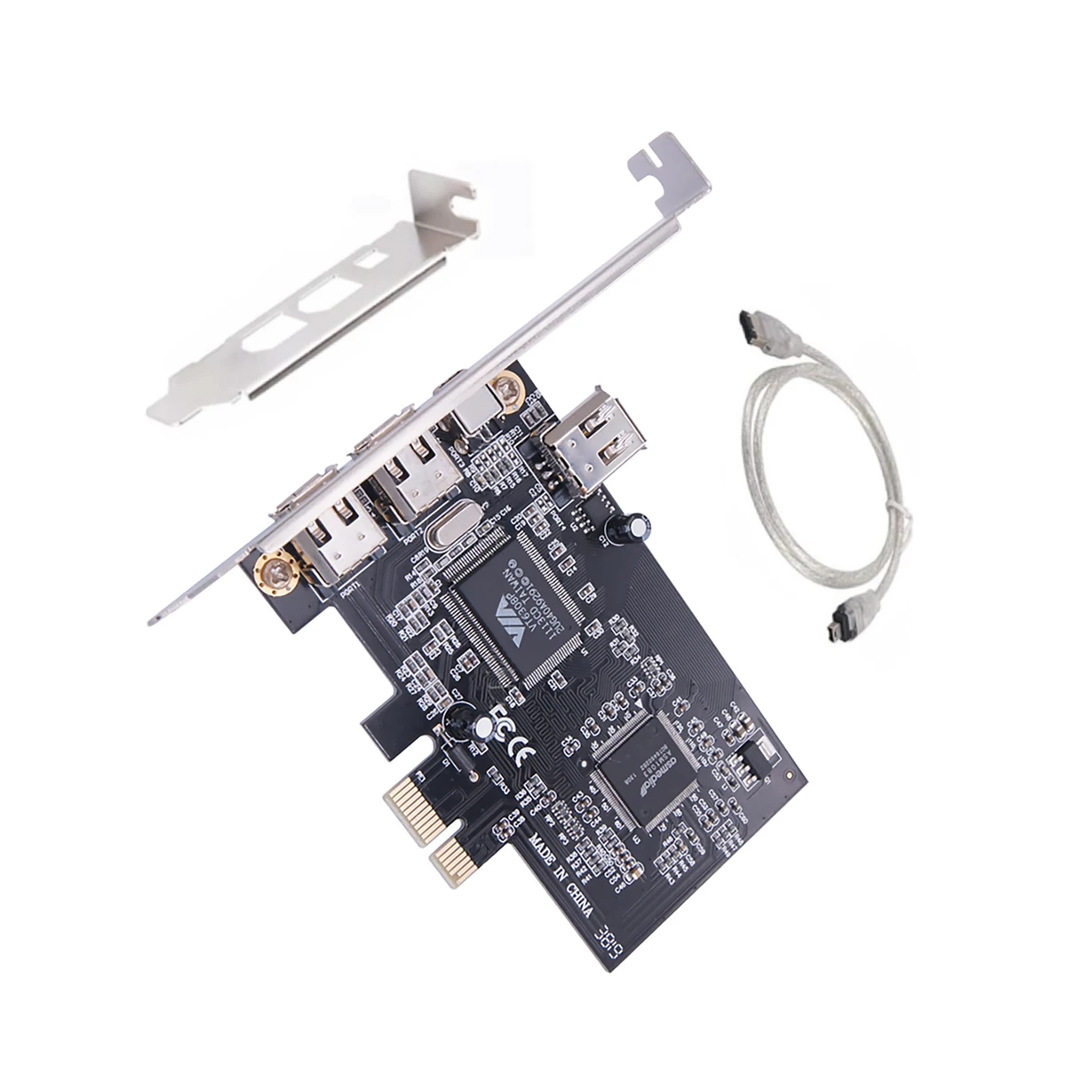 PCI-e 1X to External IEEE 1394 4 Ports (3 x 6Pin + 1 x 4Pin ) Firewire Card Adapter 1394A PCIe With 6Pin to 4Pin IEEE 1394 Cable — view 2