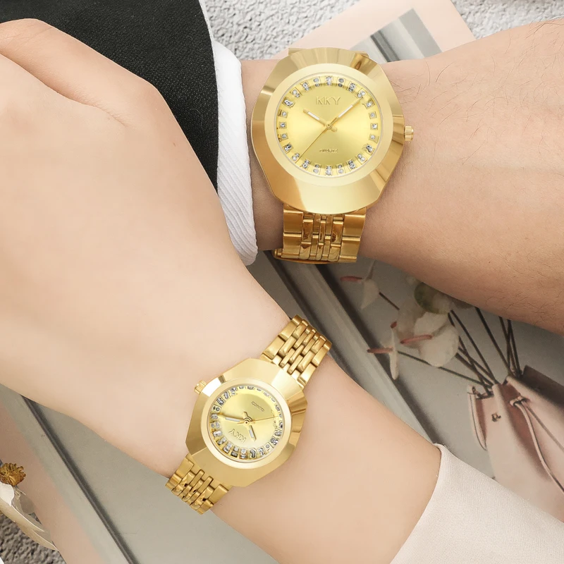 Elegant Gold Stainless Steel Women's Watch Luxury Brand Fashion Quartz Wristwatch with Calendar Waterproof Top Lady Watch