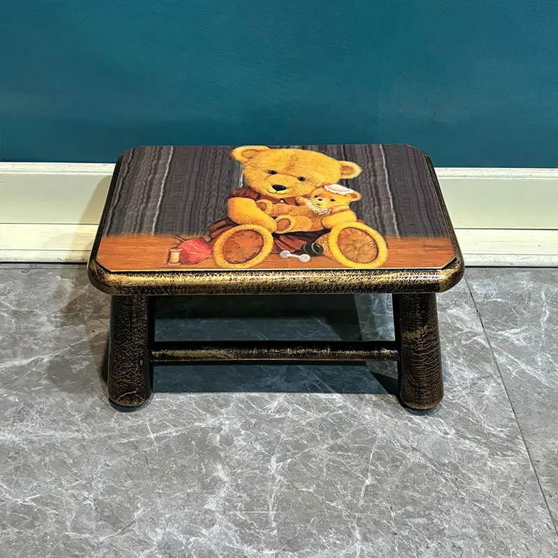 Four legged shoe changing stool, stylish and creative living room coffee table, rectangular and short cartoon children's chair