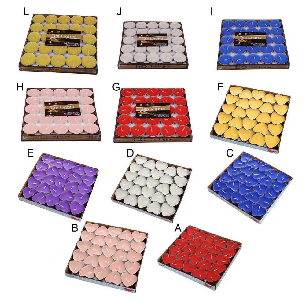 Description Picture 4 of item50 Pcs 3.5cm Mini Candle Valentine's Day Proposal Candle Smokeless Heart Shape Flickering Desktop Atmospheres Party Accessories