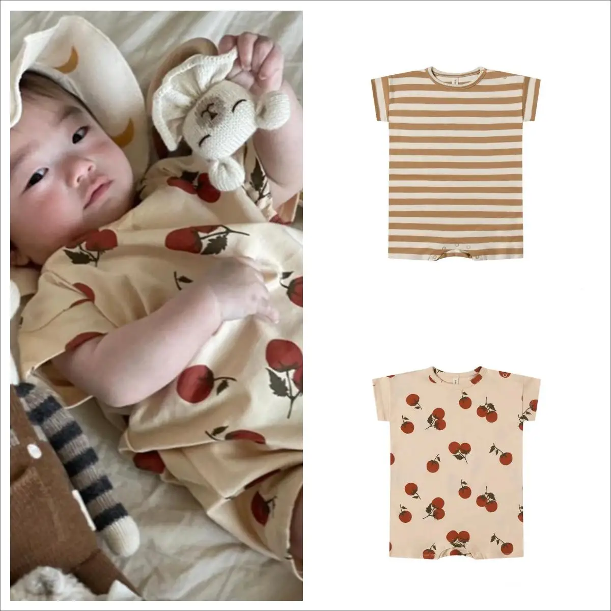 

Newborn Baby Clothes Baby Rompers Summer New Striped Short Sleeved Baby One Piece Rompers