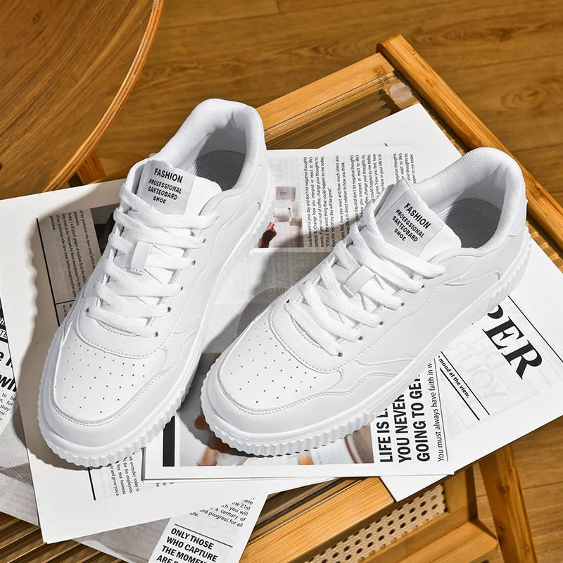 PU Leather Men Sneakers Flat Sports Sneakers Vulcanized Shoes Breathable Casual Trainers Water-proof Walking Running Footwear 3