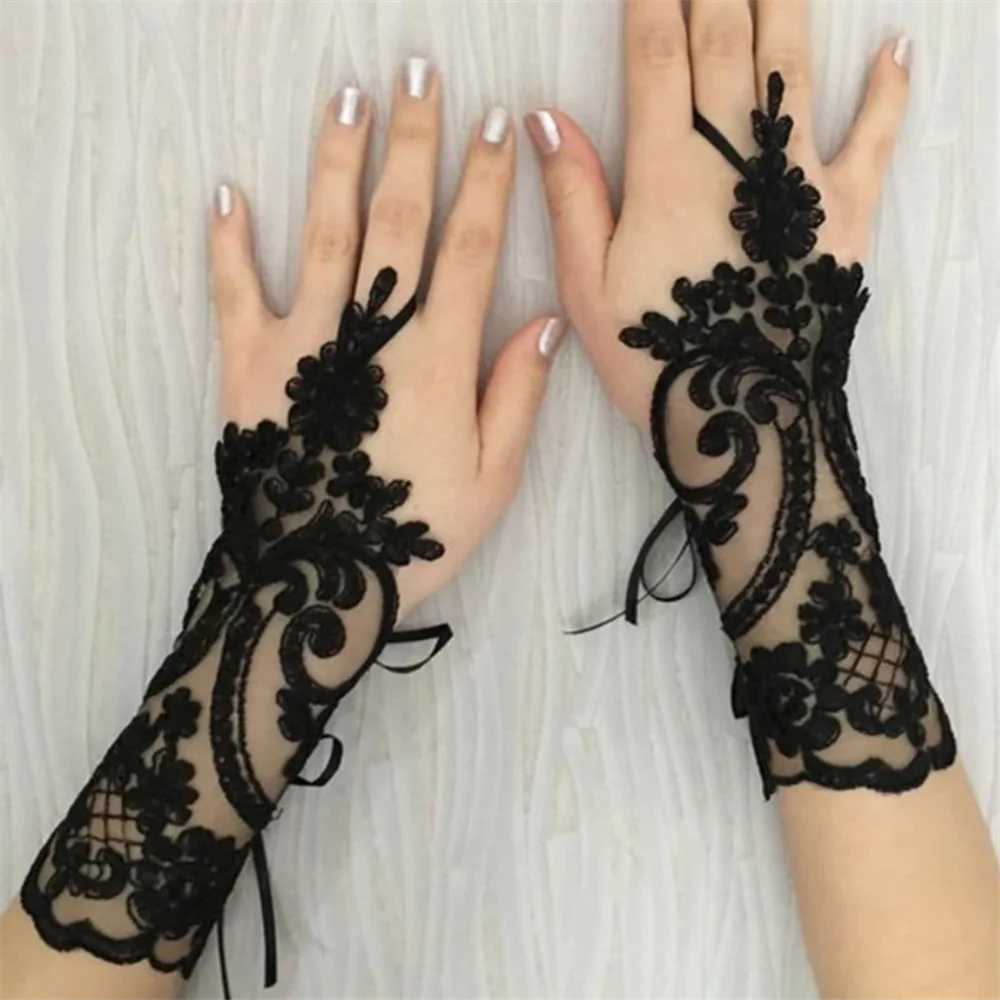 New Women Wedding Fingerless Gloves Lace White Black High Quality Wedding Gloves Mittens Accessory Girl Party Sexy Gloves Guante