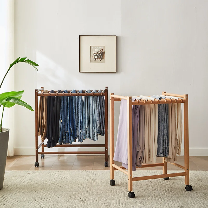 

Наземная Вешалка из массива дерева для брюк, подвижная Вешалка без следов для одежды, большая Зажимная вешалка для брюк, решение для хранения