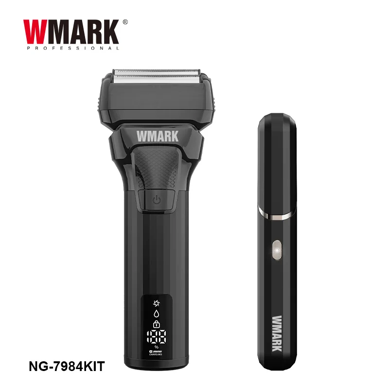 WMARK 면도기 전기면도기 면도기 남성 전동면도기 바디트리머 전기 면도기 면도기 전문가용 이중날 휴대용 수염 트리머 전기식 코털 트리머 방수 남성용 면도기 NG-7984 키트