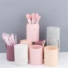 Portable Makeup Brush Bag PU Leather Multi Functional Makeup Brush Storage Bucket Stationery Storage Box Pencil Case 3