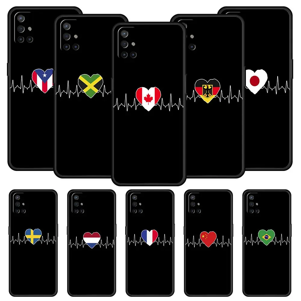 Custodia Per Telefono Per Oneplus 10 9 Pro 9T 9R 9Rt 8T 8 7 6T 7T Nord 2 Ce 5G N200 N10 N100 Cover Morbida Uk Heartbeat Flag China Love Line