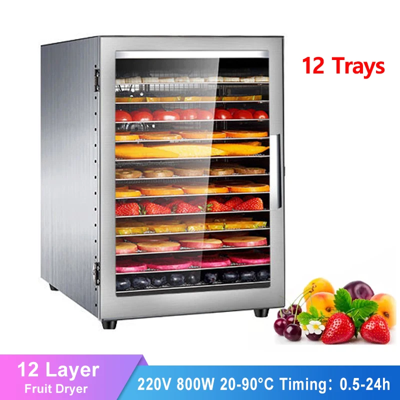 Stainless Steel Meat Drying Machine 12 Trays Fruit Dryer 800w Home
