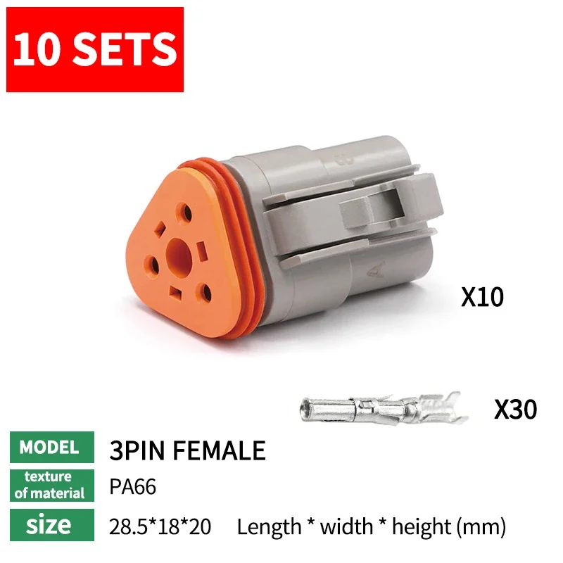 10 Sets Deutsch DT Stecker DT06-2S/DT04-2P 2P 3P 4P 6P 8P 12P Wasserdichte Elektrische Stecker Für auto Motor Mit Pins 22-16AWG – Detail 4