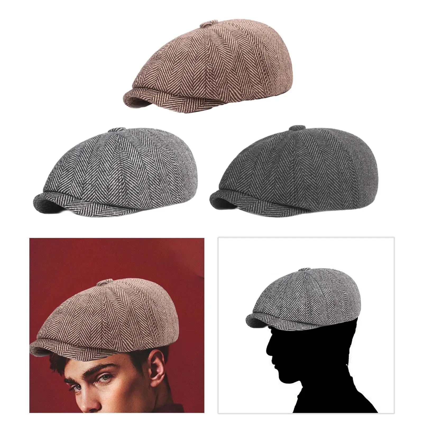 Beret Hat Classic Birthday Gift Newsboy Cap Baker Boy Hat Flat Caps for Men Flap Cabbie Hat for Hiking Camping Driving Traveling