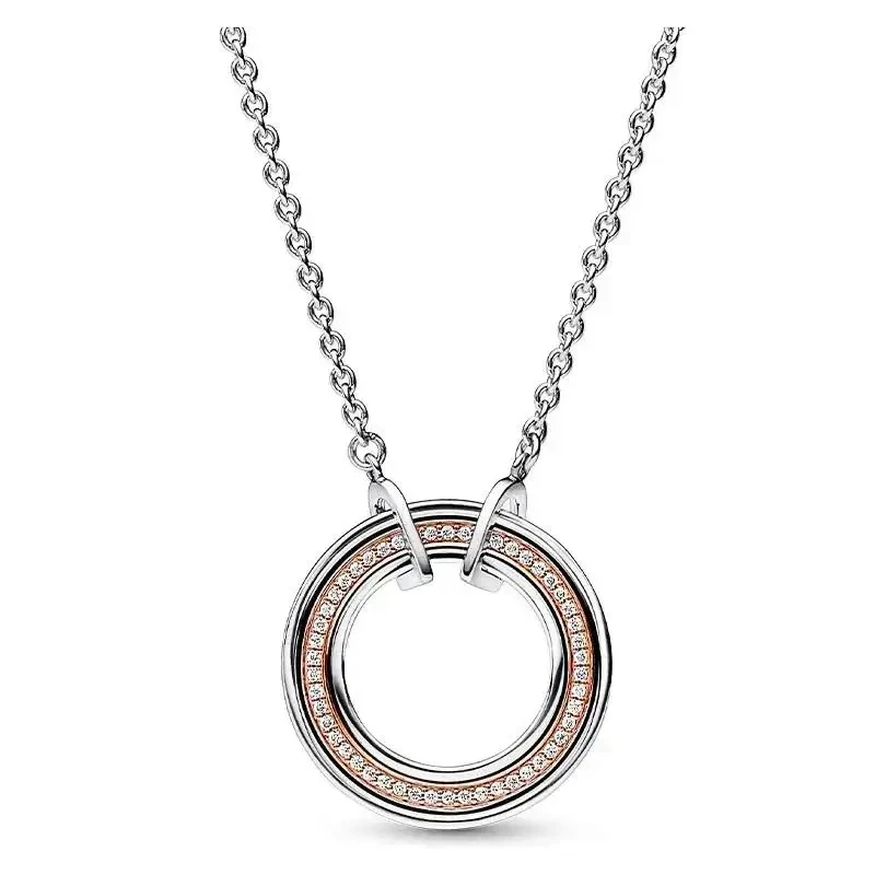 New Classic 100% 925 Silver Women's Pav é Closet Set Collar Necklace DIY Charming Jewelry Gifts Fashion Light Luxury
