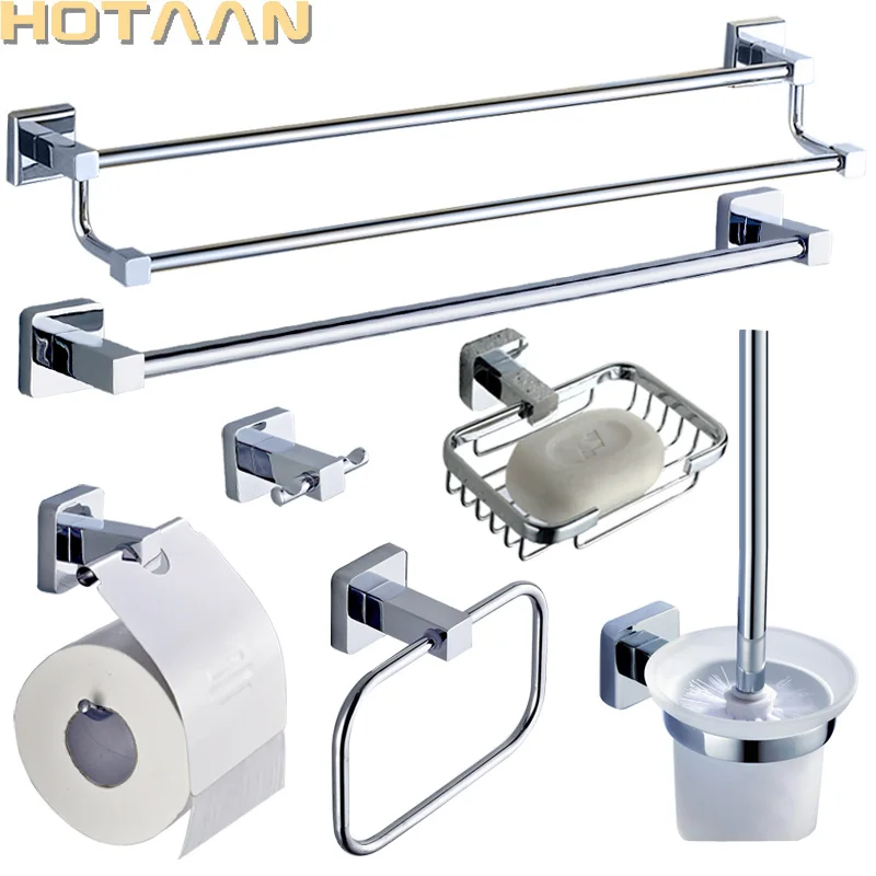 Bathroom Accessories Set Robe hook Paper Holder Towel Bar Soap basket