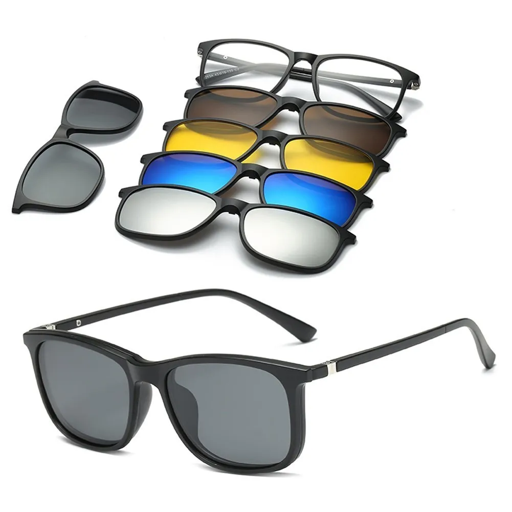 6 In 1 Custom Men Women Polarization Optical Magnetic Sunglasses Magnet Clip On Sunglasses Polarization Clip On SunGlasses Frame 2