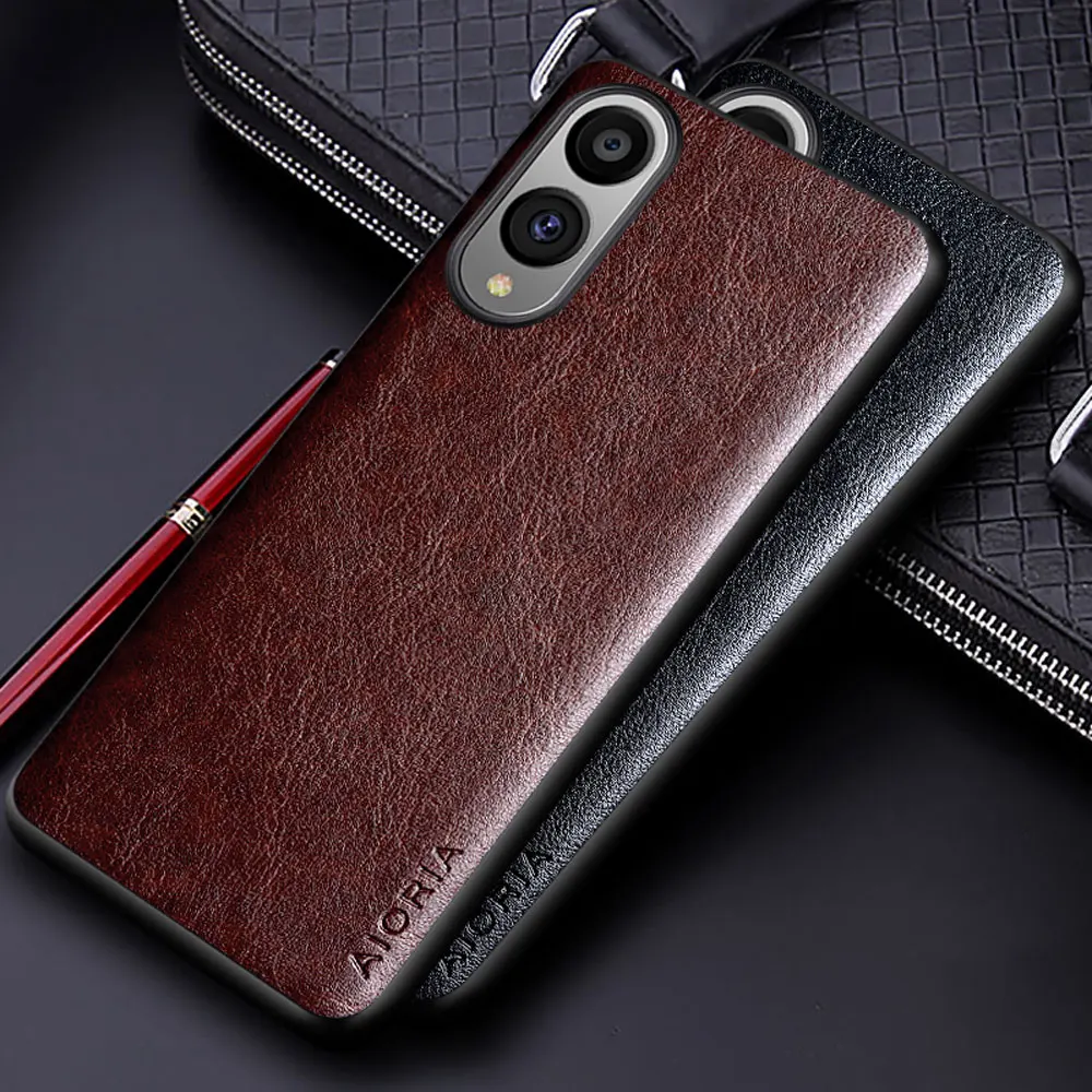 Luxury Leather Business Phone Case - Solid Color Soft & Hard Protective Cover