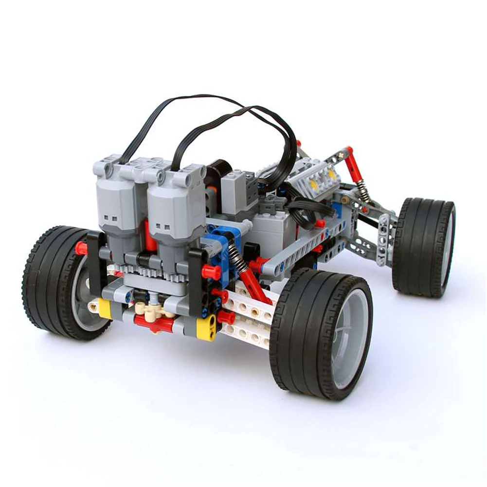 2WD Two-wheel Drive Technical Car Chassis Bricks with Suspension Shocks IR Remote Control Reciever L Servo Motor MOC PF Kits