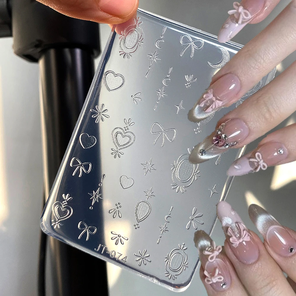 3D 나비 리본 실리콘 조각 몰드 별 하트 리본 몰드 네일 아트 액세서리 DIY..