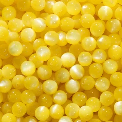 Vibrant Resin Imitation Cat Eye Round Beads - 8mm - 20pcs (Yellow)