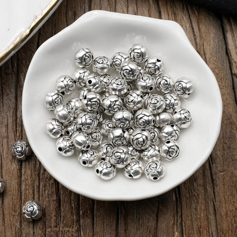 

Модные серебряные бусины-разделители в форме цветка для изготовления ювелирных изделий «сделай сам», бусины для браслетов, аксессуары для католических розаров