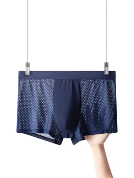 4 pairs of men's underwear ice silk half mesh summer burst four corner underpants sports mesh breathable boxer shorts 3