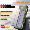 30000mAh High Capacity Solar Power Bank  Intelligent Digital Display Built-in 4-wire Cables Laser Light for Huawei Xiaomi IPhone 2