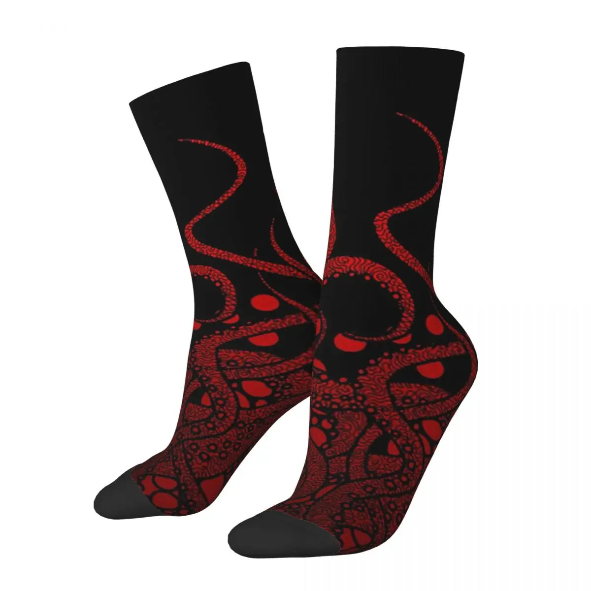 

Red Tentacles On Black Socks Harajuku Sweat Absorbing Stockings All Season Long Socks Accessories for Unisex Gifts