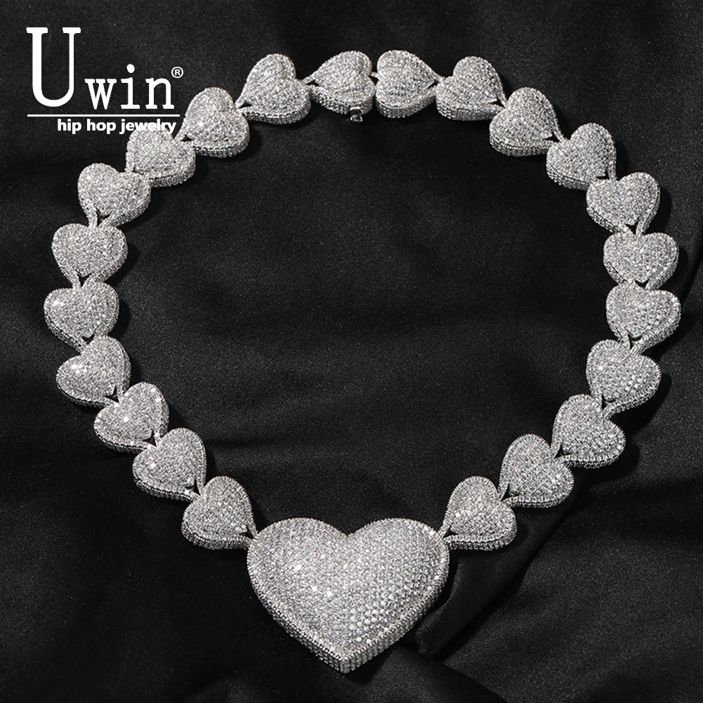 

Uwin Bubble Heart Necklace With Center Heart Cubic Zirconia Micropave Connected To End Charm Jewelry Women Accessories Gifts