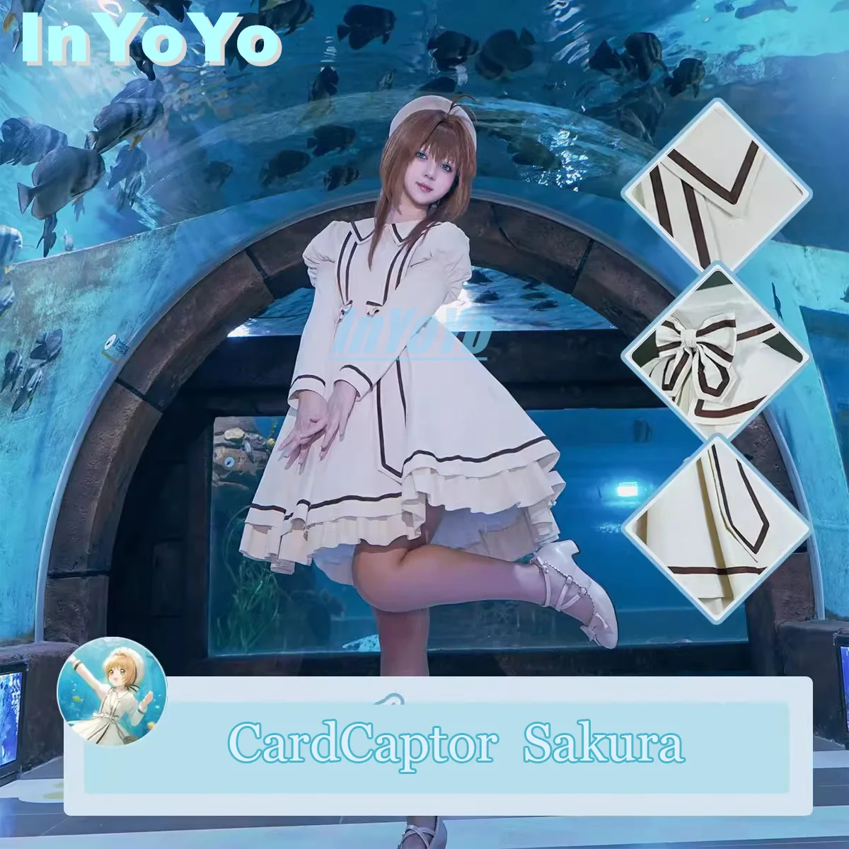 

Костюм InYoYo Сакура для косплея аниме кардкаптор, милый женский повседневный костюм музея океана, женская униформа, наряды на Хэллоуин Clothi