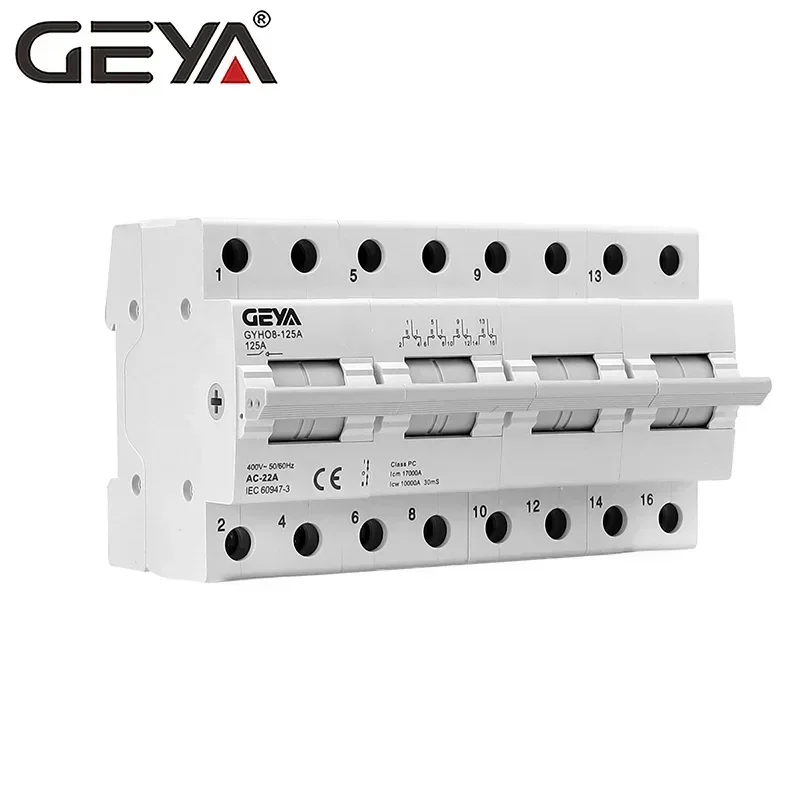 GEYA GYHO8 3P 4P 63A 125A 이중 전원 수동 전환 절연 스위치 인터록 회로 차단기 모듈형 전환 스위치